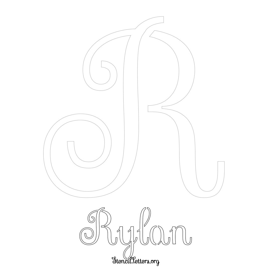 Rylan printable name initial stencil in Ornamental Cursive Lettering