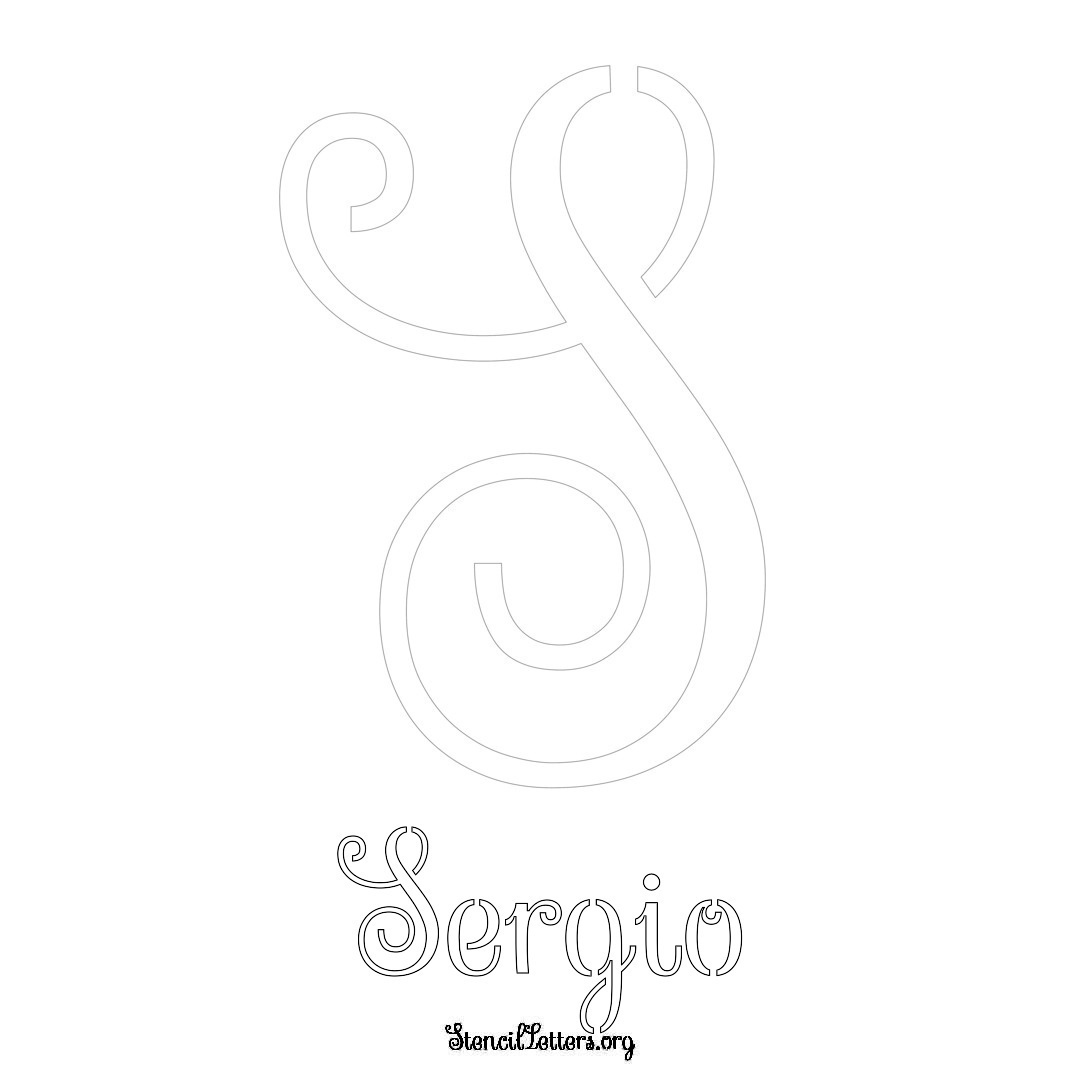 Sergio printable name initial stencil in Ornamental Cursive Lettering