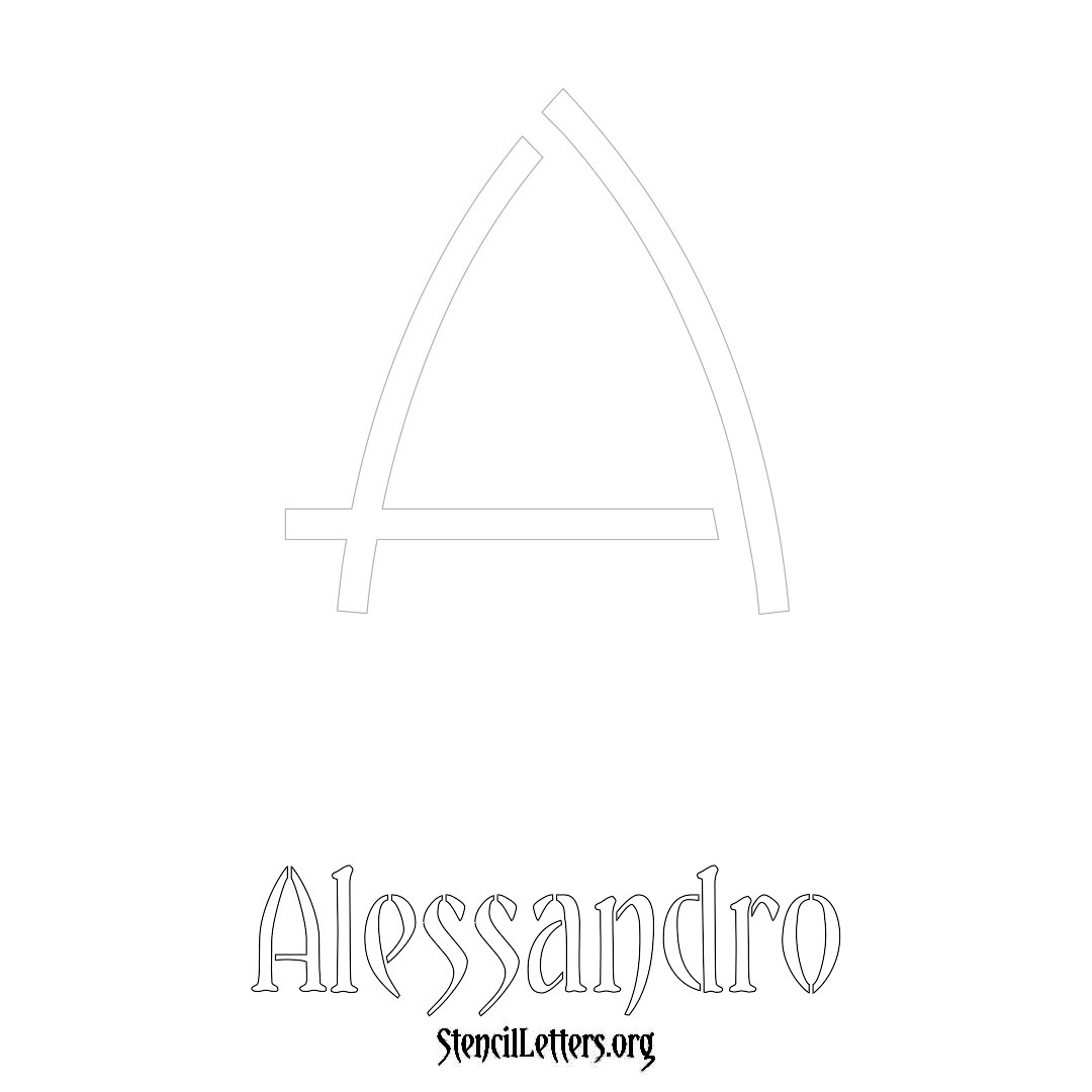 Alessandro printable name initial stencil in Simple Elegant Lettering