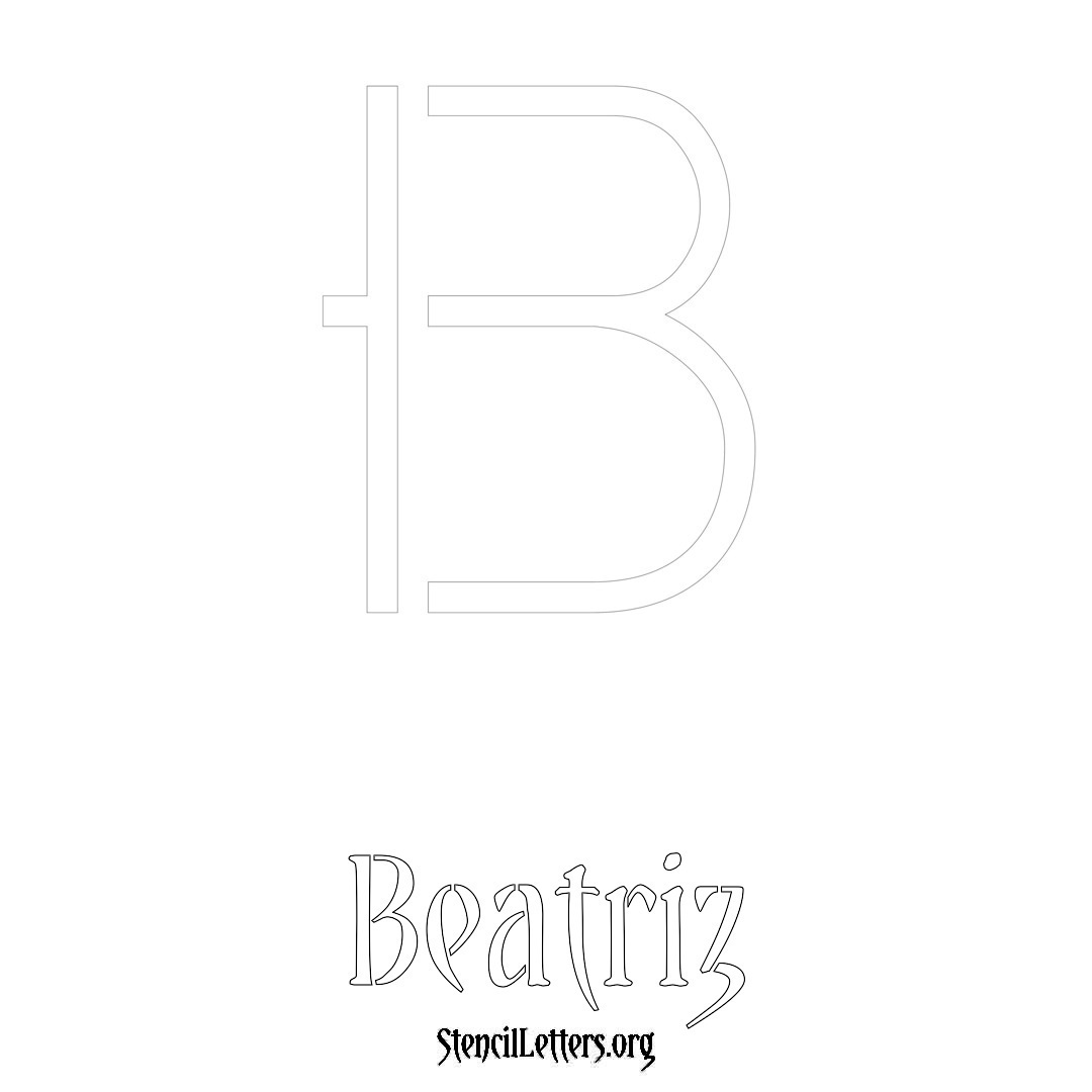 Beatriz printable name initial stencil in Simple Elegant Lettering
