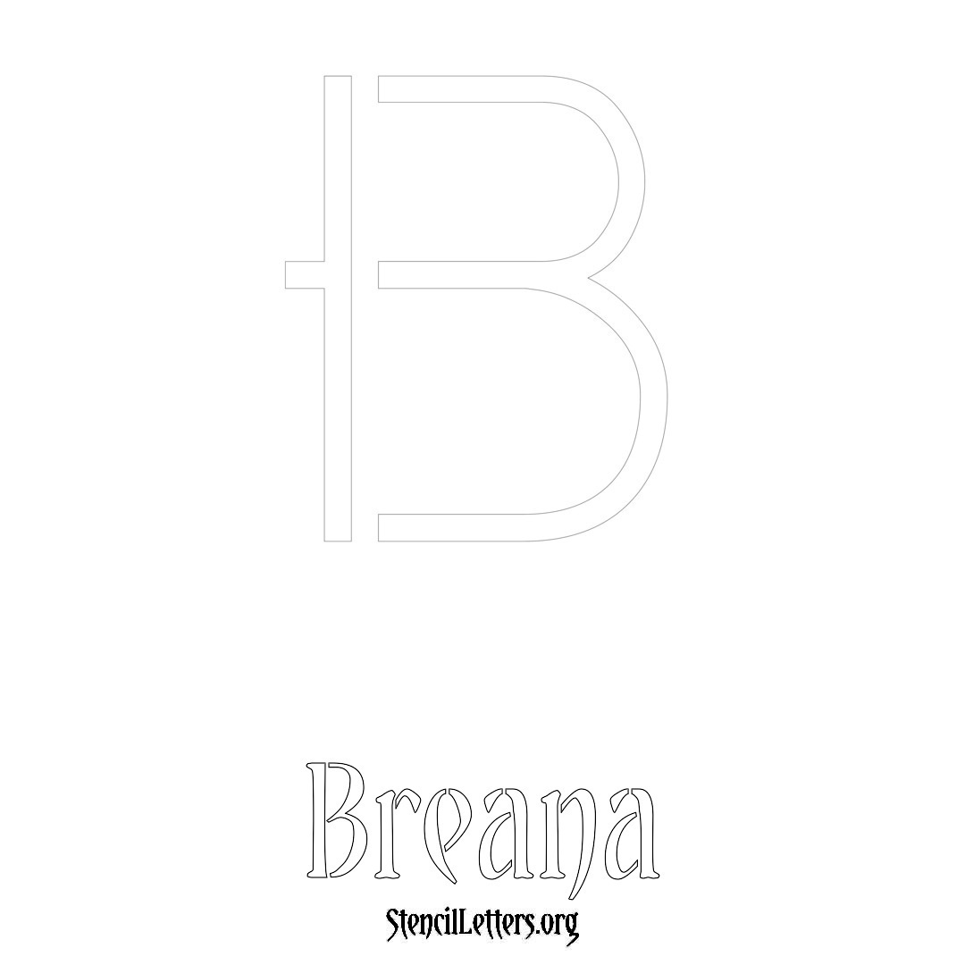 Breana printable name initial stencil in Simple Elegant Lettering