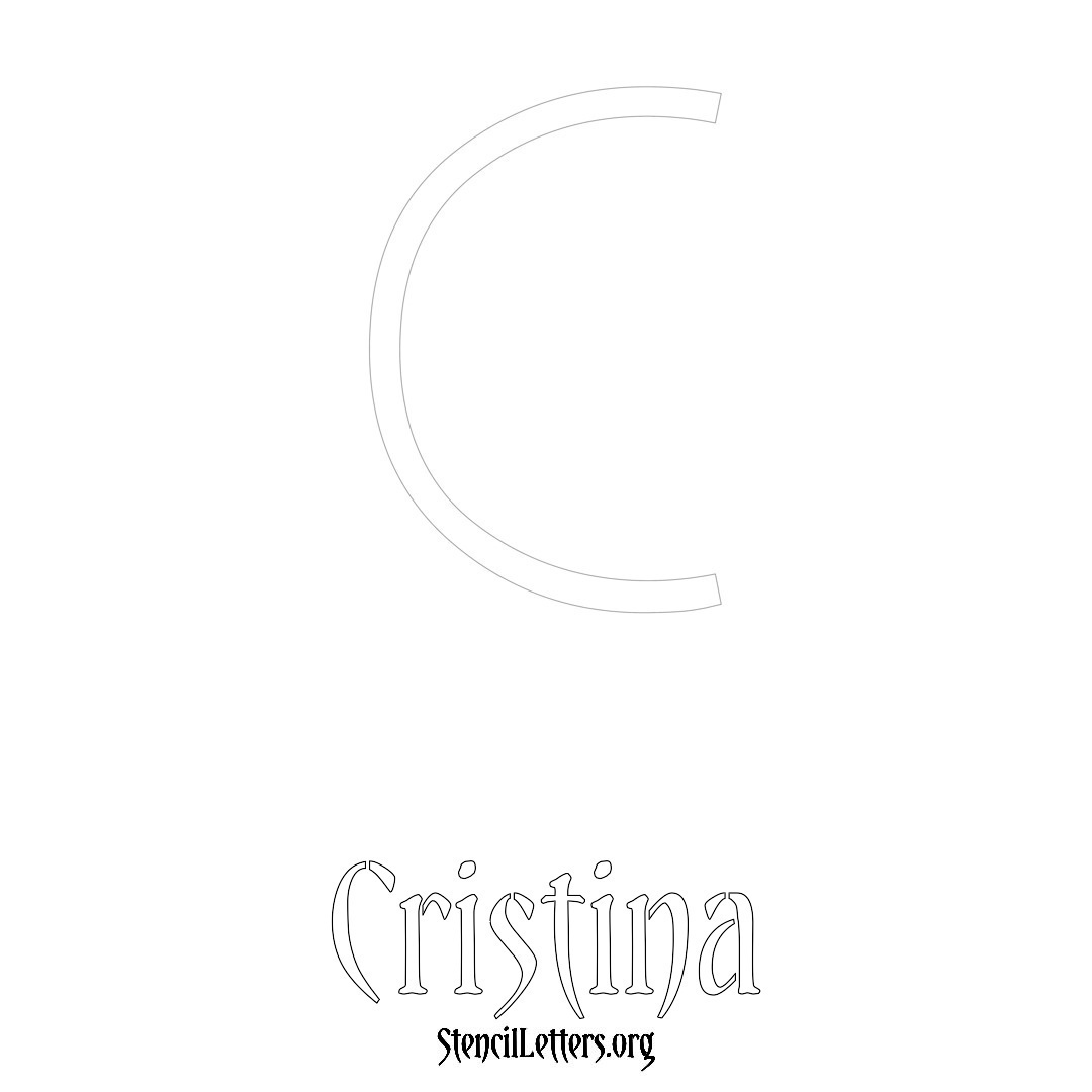 Cristina printable name initial stencil in Simple Elegant Lettering