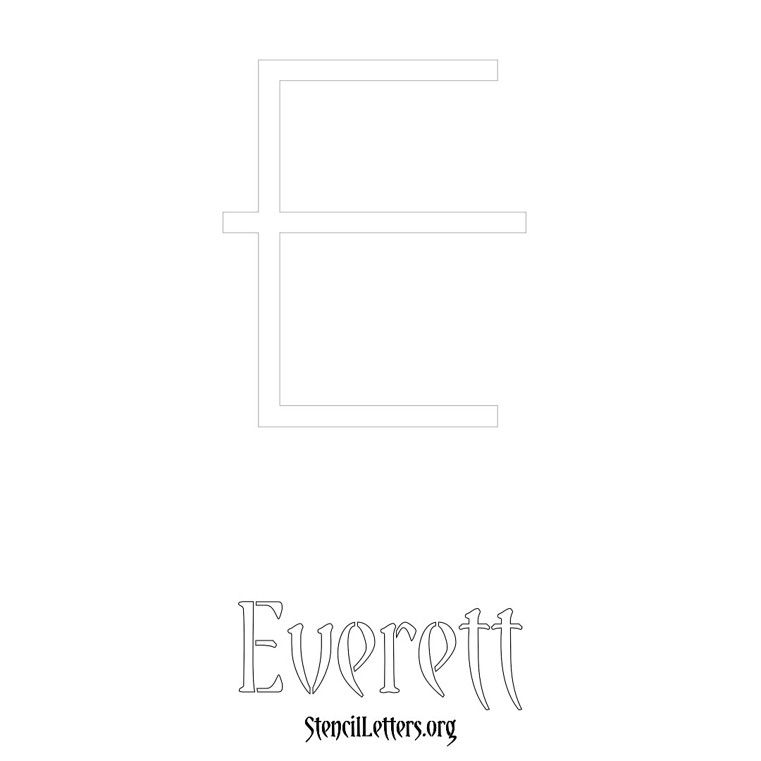 Everett printable name initial stencil in Simple Elegant Lettering