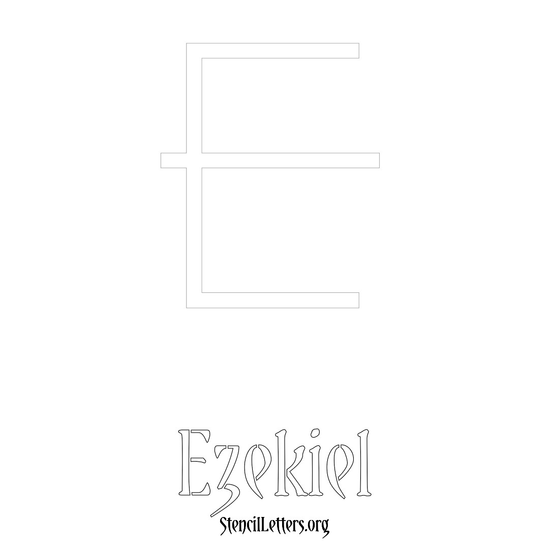 Ezekiel printable name initial stencil in Simple Elegant Lettering