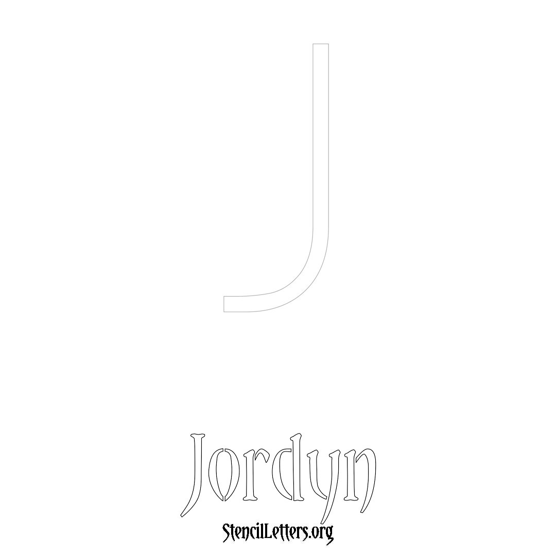 Jordyn printable name initial stencil in Simple Elegant Lettering