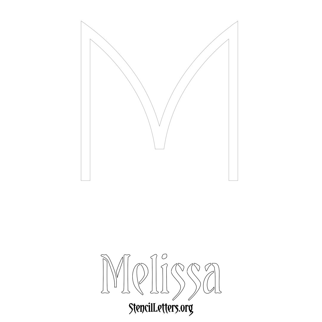Melissa printable name initial stencil in Simple Elegant Lettering