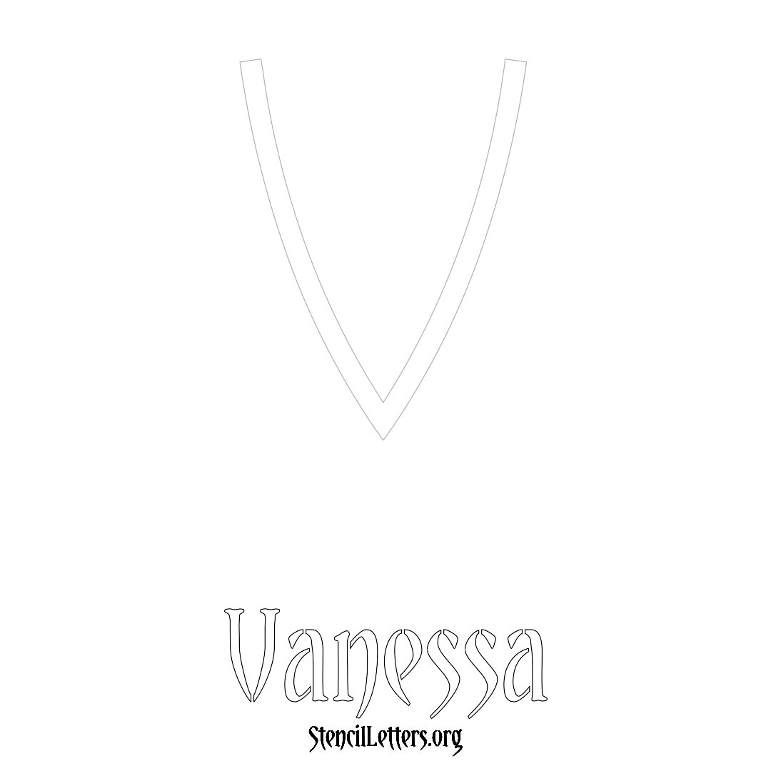 Vanessa printable name initial stencil in Simple Elegant Lettering
