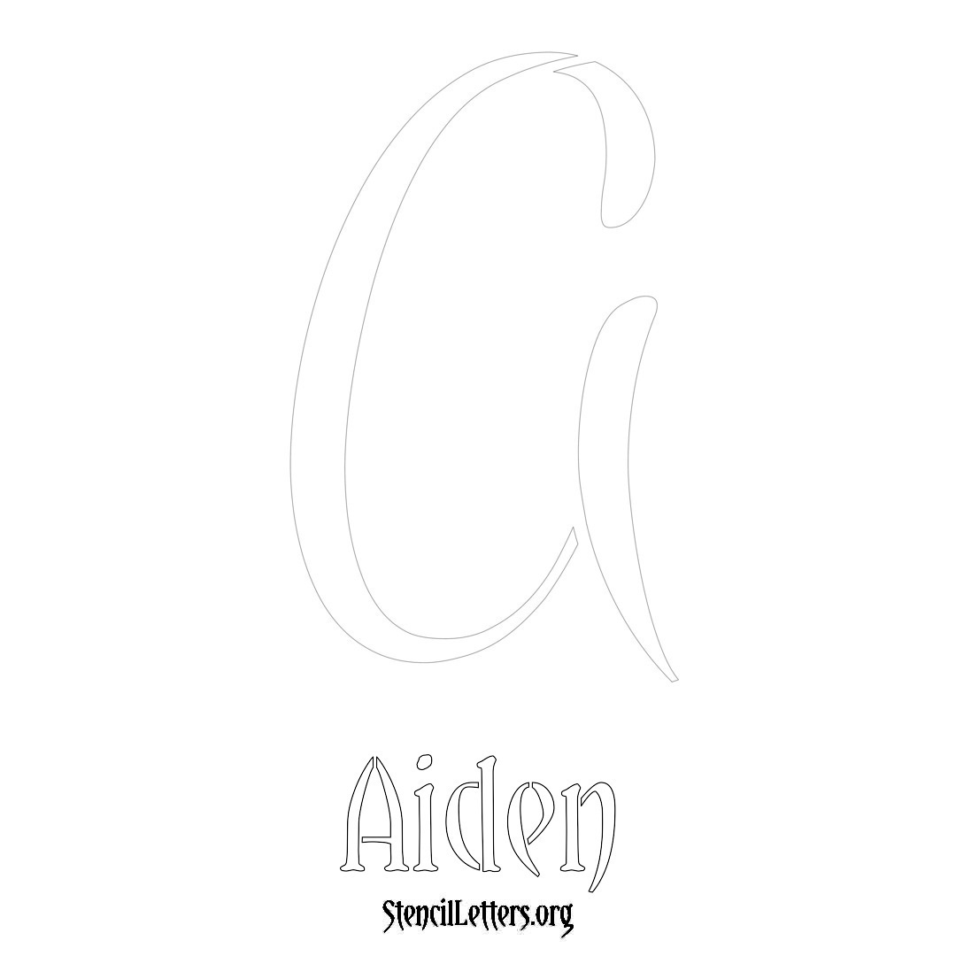 Aiden printable name initial stencil in Vintage Brush Lettering