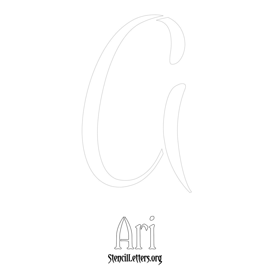 Ari printable name initial stencil in Vintage Brush Lettering