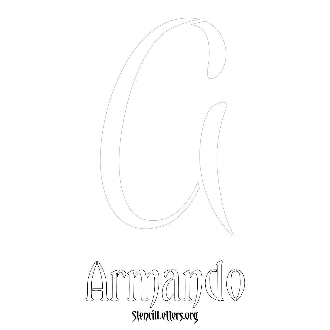 Armando printable name initial stencil in Vintage Brush Lettering