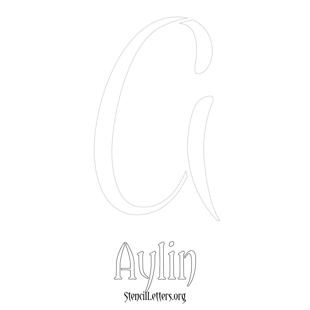 Aylin printable name initial stencil in Vintage Brush Lettering