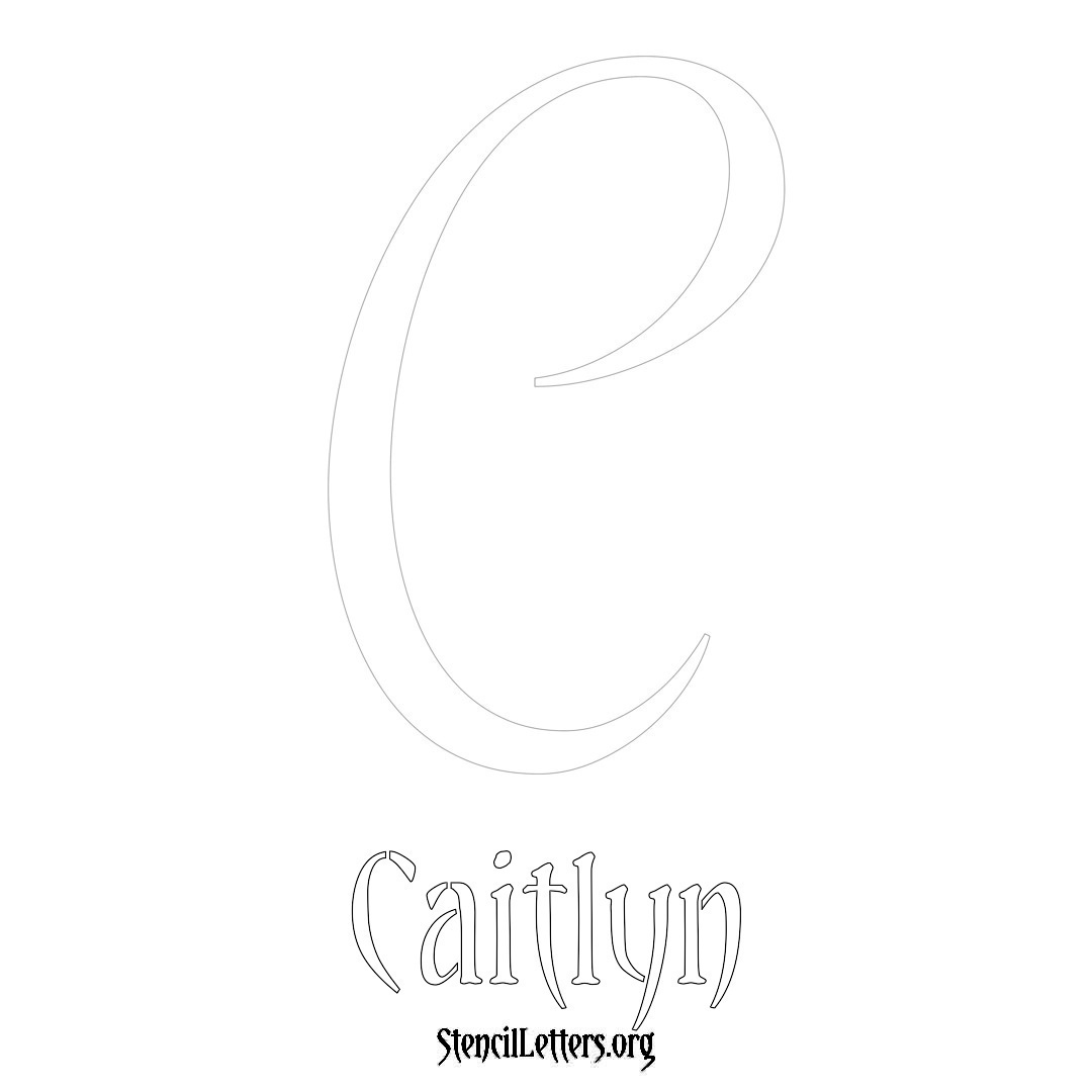 Caitlyn printable name initial stencil in Vintage Brush Lettering