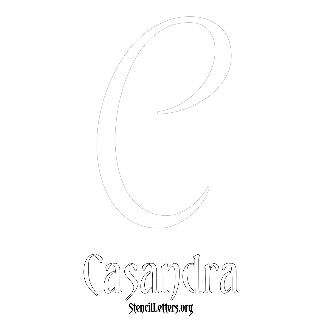 Casandra printable name initial stencil in Vintage Brush Lettering