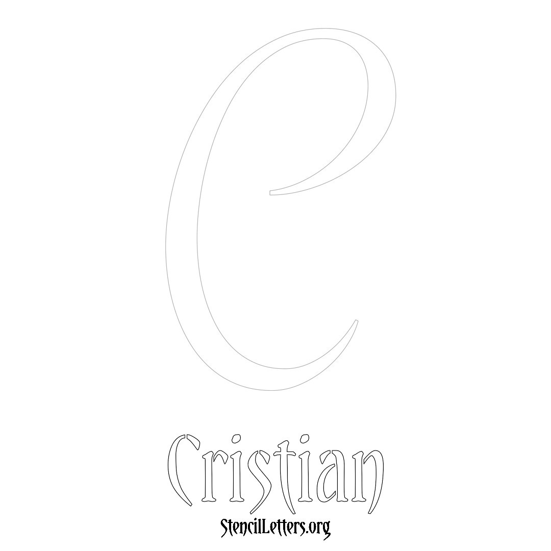 Cristian printable name initial stencil in Vintage Brush Lettering