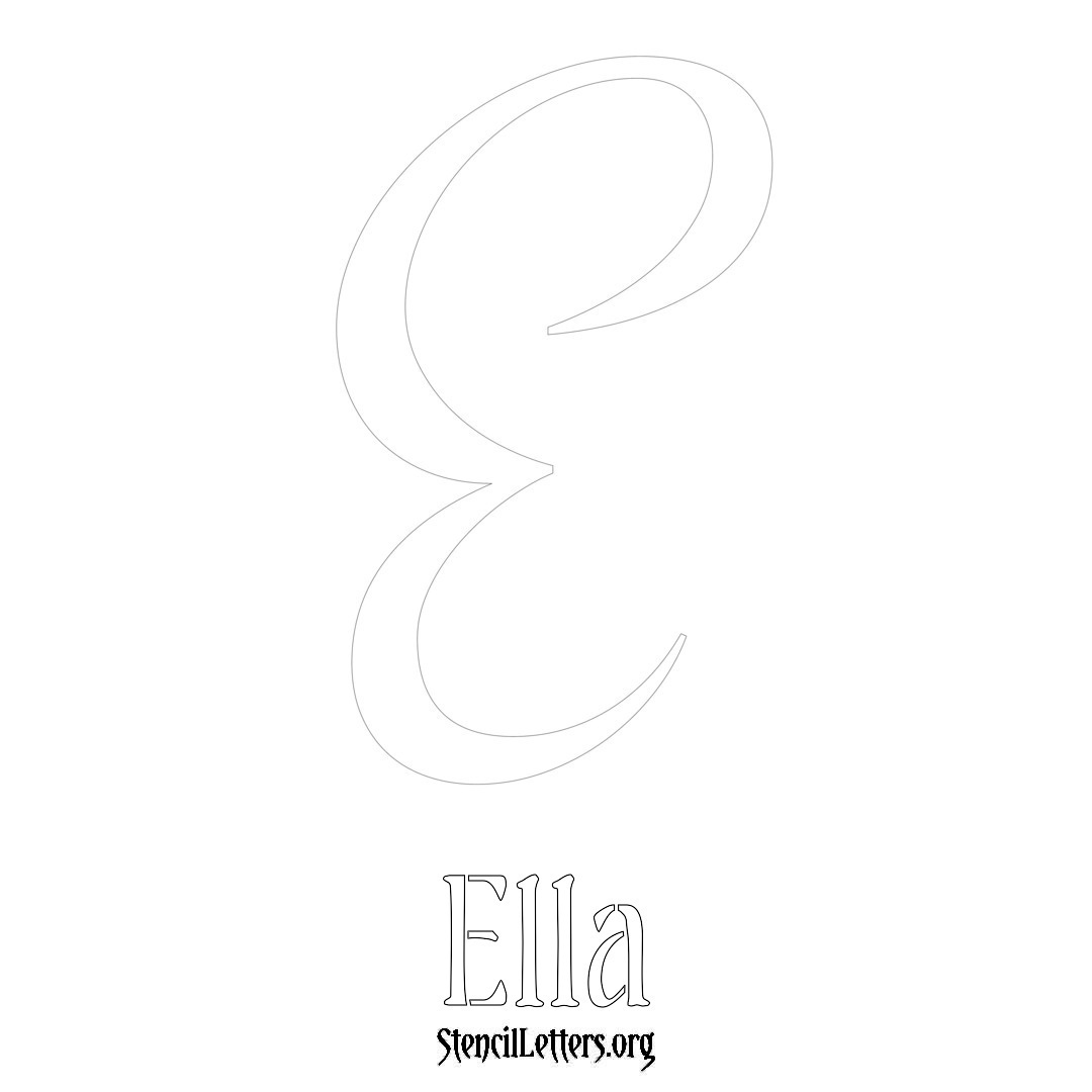 Ella printable name initial stencil in Vintage Brush Lettering