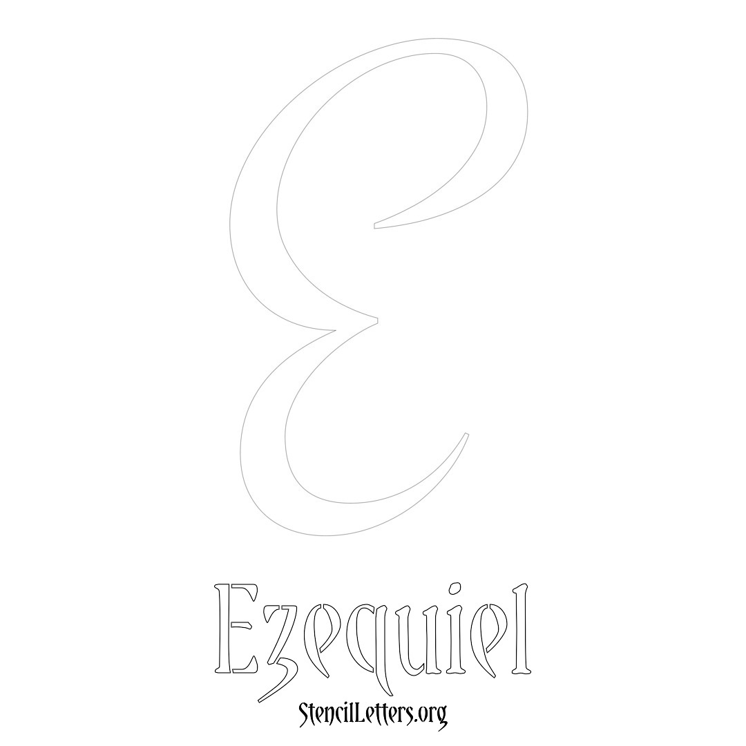 Ezequiel printable name initial stencil in Vintage Brush Lettering