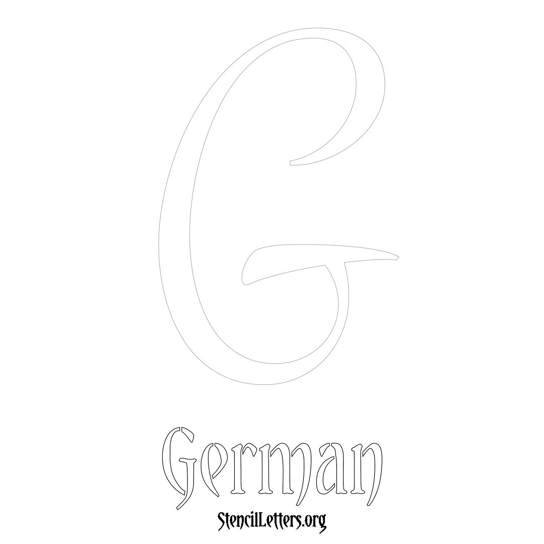German printable name initial stencil in Vintage Brush Lettering