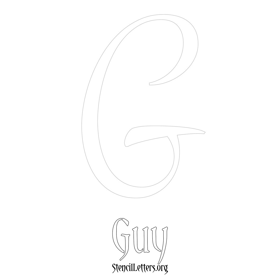 Guy printable name initial stencil in Vintage Brush Lettering