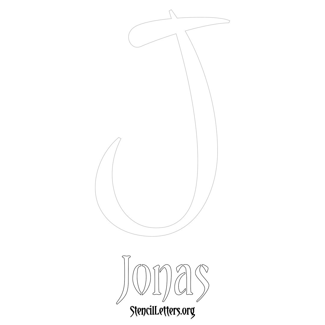 Jonas printable name initial stencil in Vintage Brush Lettering