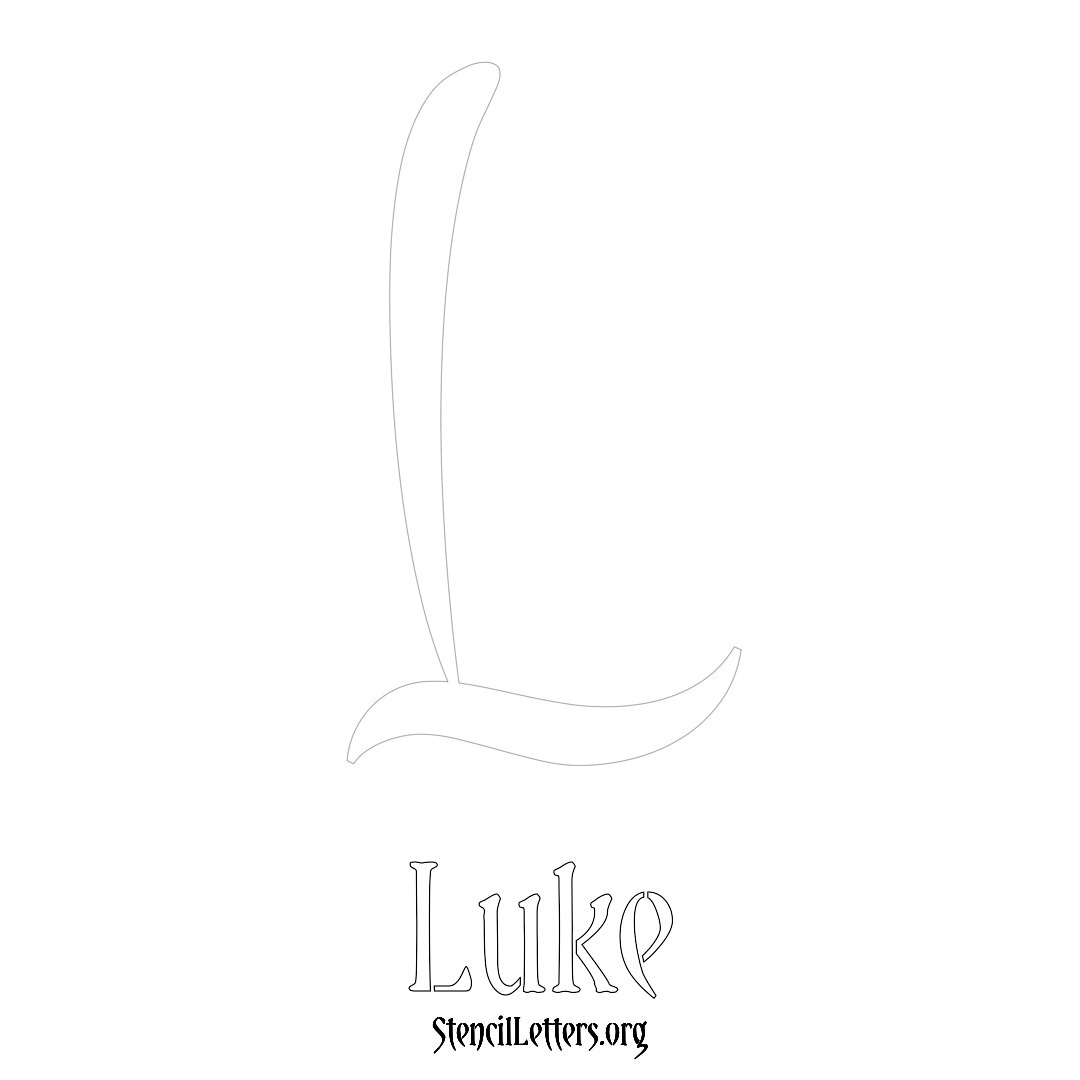 Luke printable name initial stencil in Vintage Brush Lettering