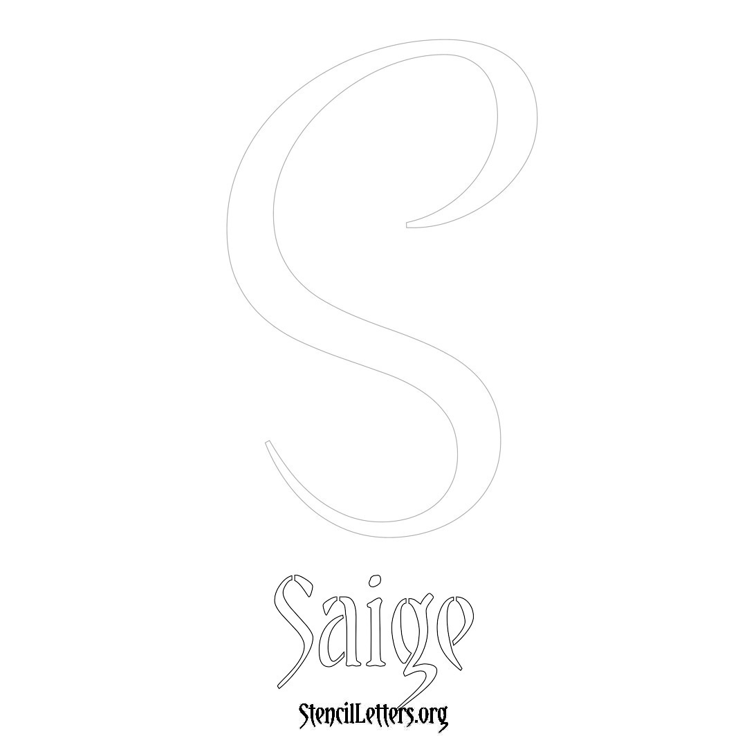 Saige printable name initial stencil in Vintage Brush Lettering