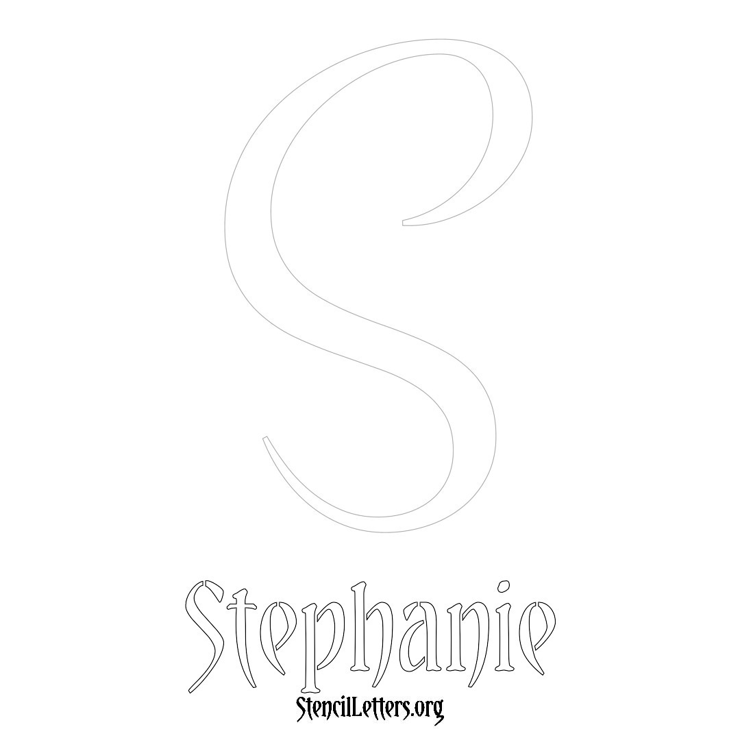 Stephanie printable name initial stencil in Vintage Brush Lettering