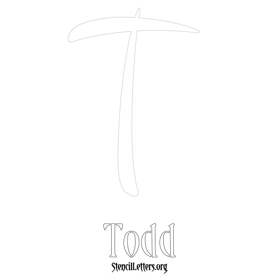 Todd printable name initial stencil in Vintage Brush Lettering