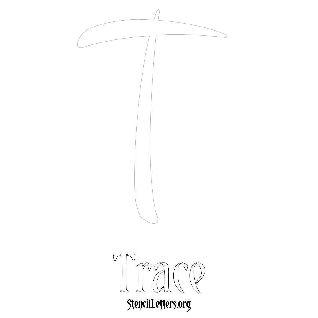Trace printable name initial stencil in Vintage Brush Lettering