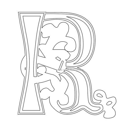 floral wall stencil letter r