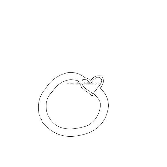 heart design stencil letter o