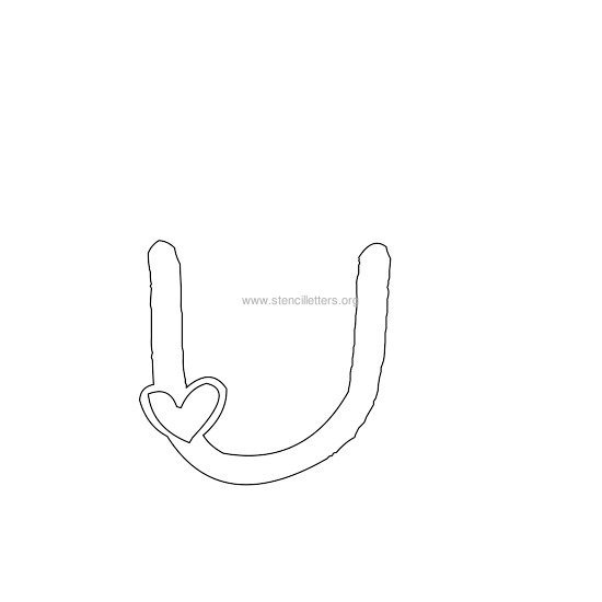 heart design stencil letter u