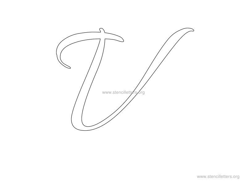 cursive wall stencil letter v