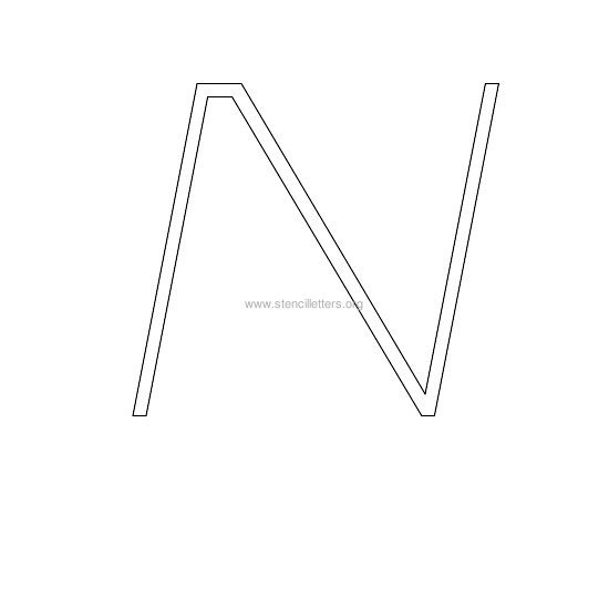 uppercase italic wall stencil letter n